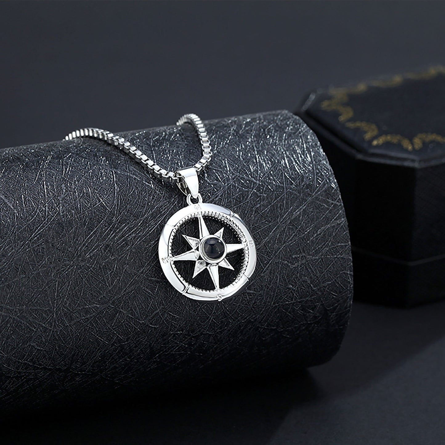 Photo customizable compassProjection Necklace Pendant Jewelry For Lover Girlfriend