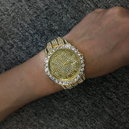 Hip-hop full-diamond waterproof quartz watches