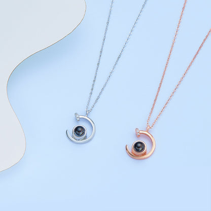 Customized 925 Silver photo Projection Necklace Couple Memory Gifts