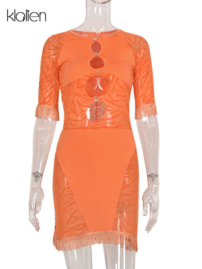 Cut Out Sexy Zebra Mesh Transparent Women's Pencil Short Dresses Mini Dress for Beach Bodycon