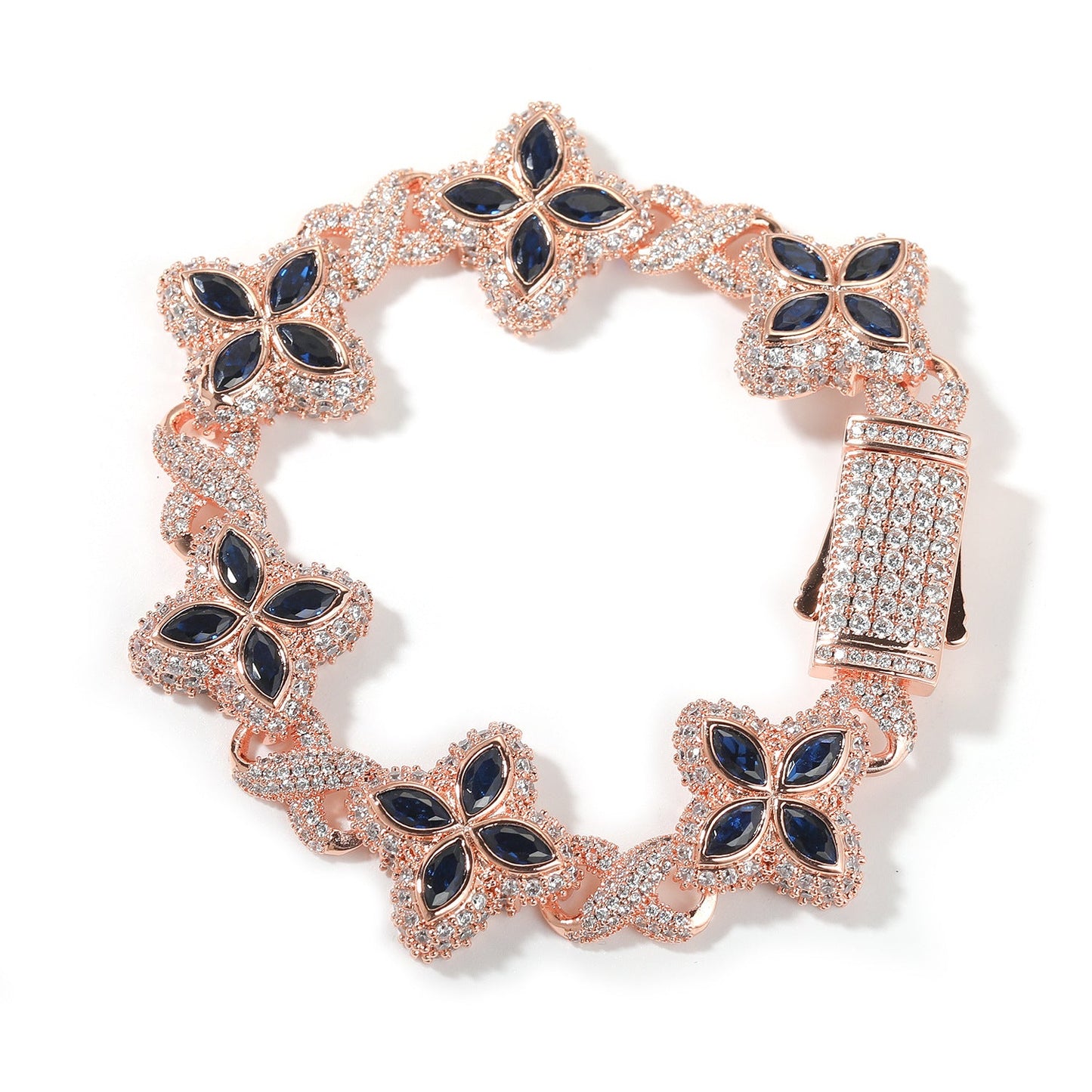 Hip-hop zircon colored infinite four-leaf clover necklace