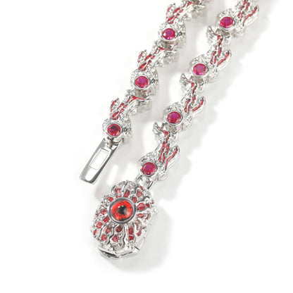 Hip-hop exaggerated spiky parasitic red-eyed thorn diamond-encrusted necklace