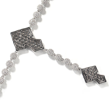 Hip Hop Beaded Zirconia Cross Necklace