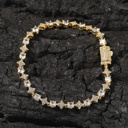 Star zircon tennis chain necklace