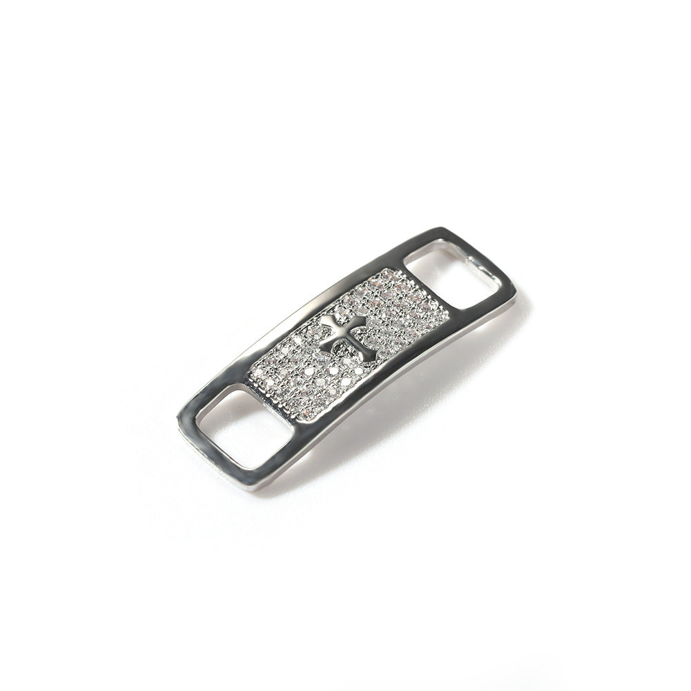 Hip-hop zircon cross smiling face broken heart shoe buckle