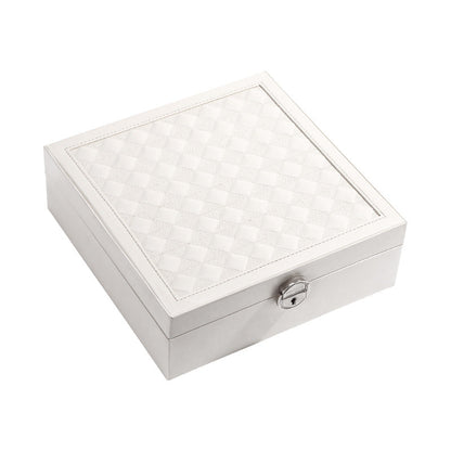 PU leather lockable mirror three-layer single-layer jewelry box