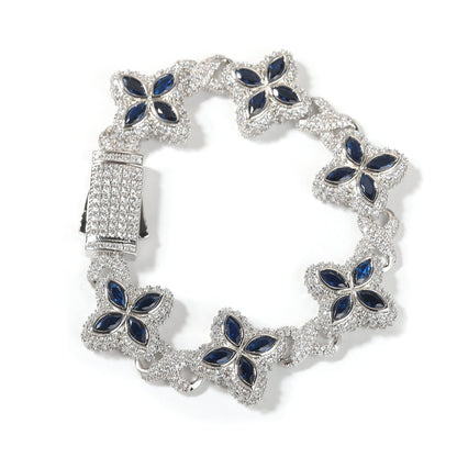 Hip-hop zircon colored infinite four-leaf clover necklace