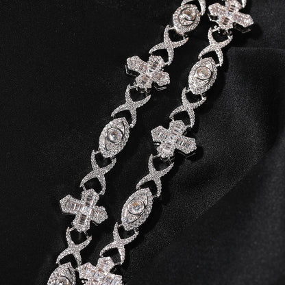 Hip Hop Zirconia Eye Cross Bracelet