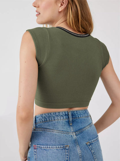 Slim Fit Ultra Short Sexy Spicy Girls Top Knitted Thread T-shirt