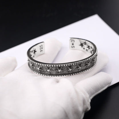 Retro five-pointed star open bracelet