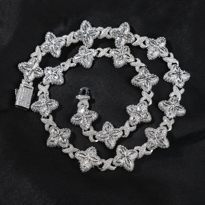 Hip-hop zircon colored infinite four-leaf clover necklace