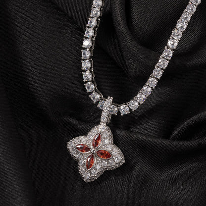 Cubic Zirconia Colorful Four-Leaf Clover Pendant