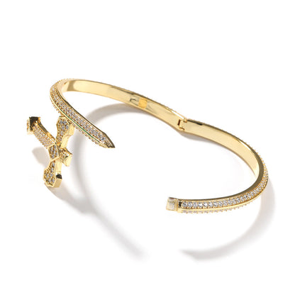 Hip-hop full-diamond justice sword bracelet inlaid with zircon