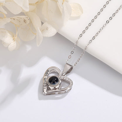 Love projection necklace with customizable photos Pendant Necklace