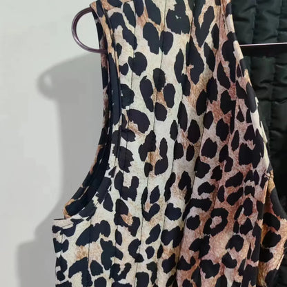 Spring/Summer V-neck Bow Decoration Fashion Leopard Pattern Vest