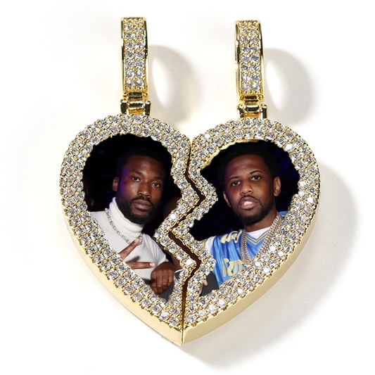 magnetic necklace for couples custom heart photo pendant