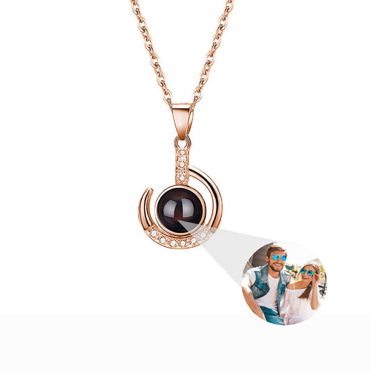 Customizable photo Silver 925 Necklace 100 Languages I Love You Projection Pendant