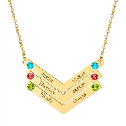 Personalized Family Necklace Mothers Day Birthstone Jewelry Customized Engraving Name Necklace