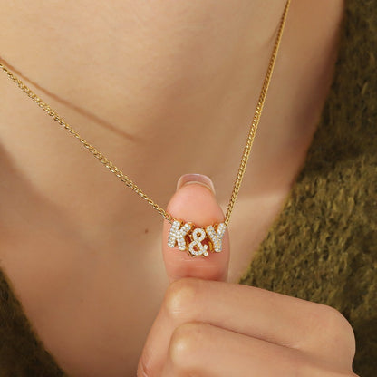 26 letter zircon pendant Personalized Name Necklace